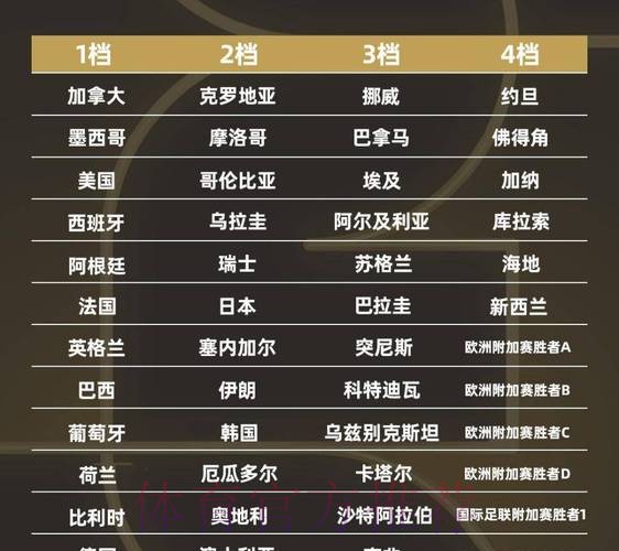 2026世界杯排名完整版